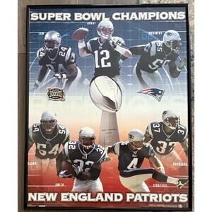 New England Patriots Super Bowl XXXVIII Champions Framed Poster Tom Brady NFL